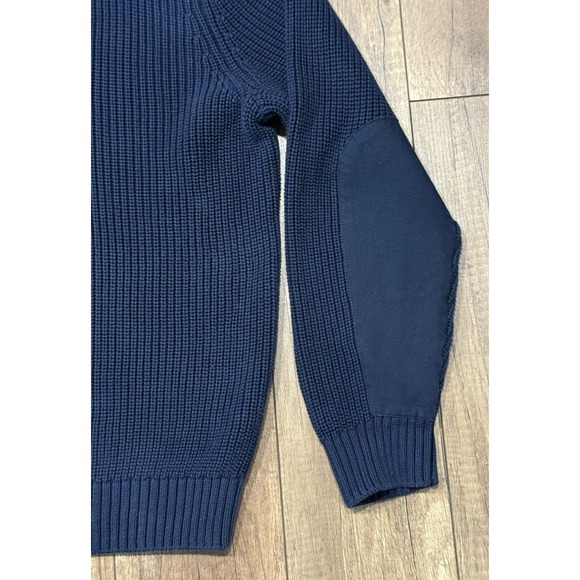 L.L. Bean Men's Navy Blue Shawl Collar Heavyweight Knit Cotton Sweater Size L - Picture 2 of 13